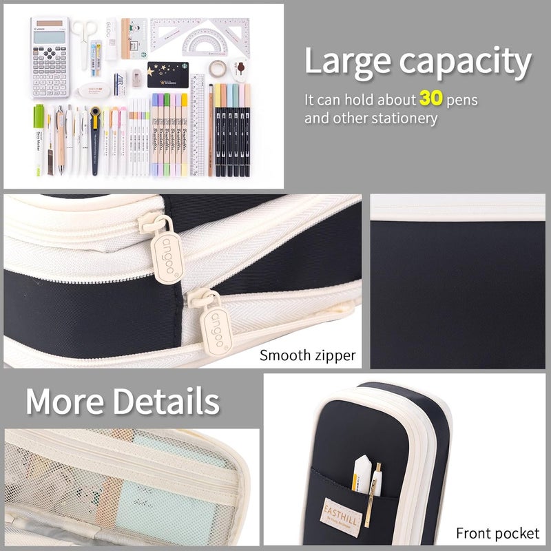 EASTHILL Big Capacity Pencil Case Large Pencil Pouch Stationery Pen Bag for Teen Girls-Black - Image 5